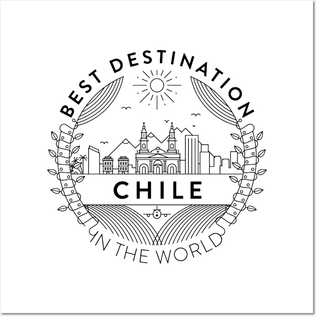 Chile Minimal Badge Design Wall Art by kursatunsal